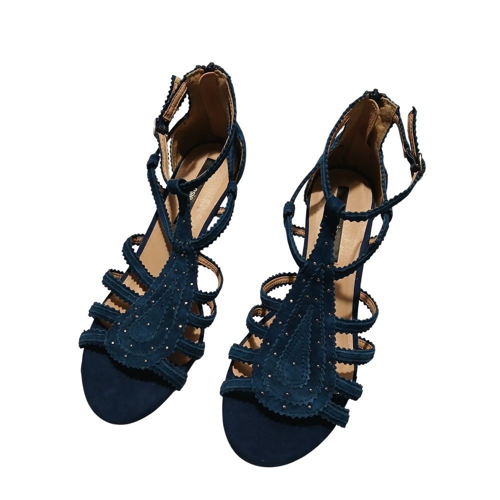 Kensie Teal Suede Studded Gladiator‎ Wedge Sandals Women's Size 10M